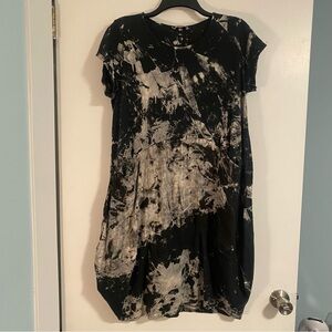 LiaBella TShirt Dress Women’s One Size Black/White Tie Dye Boho Made in Italy